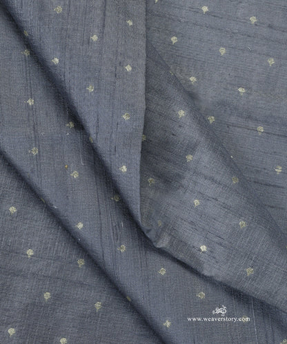 Handloom_Grey_Pure_Tussar_Silk_Banarasi_Fabric_With_Cutwork_Booti_WeaverStory_04