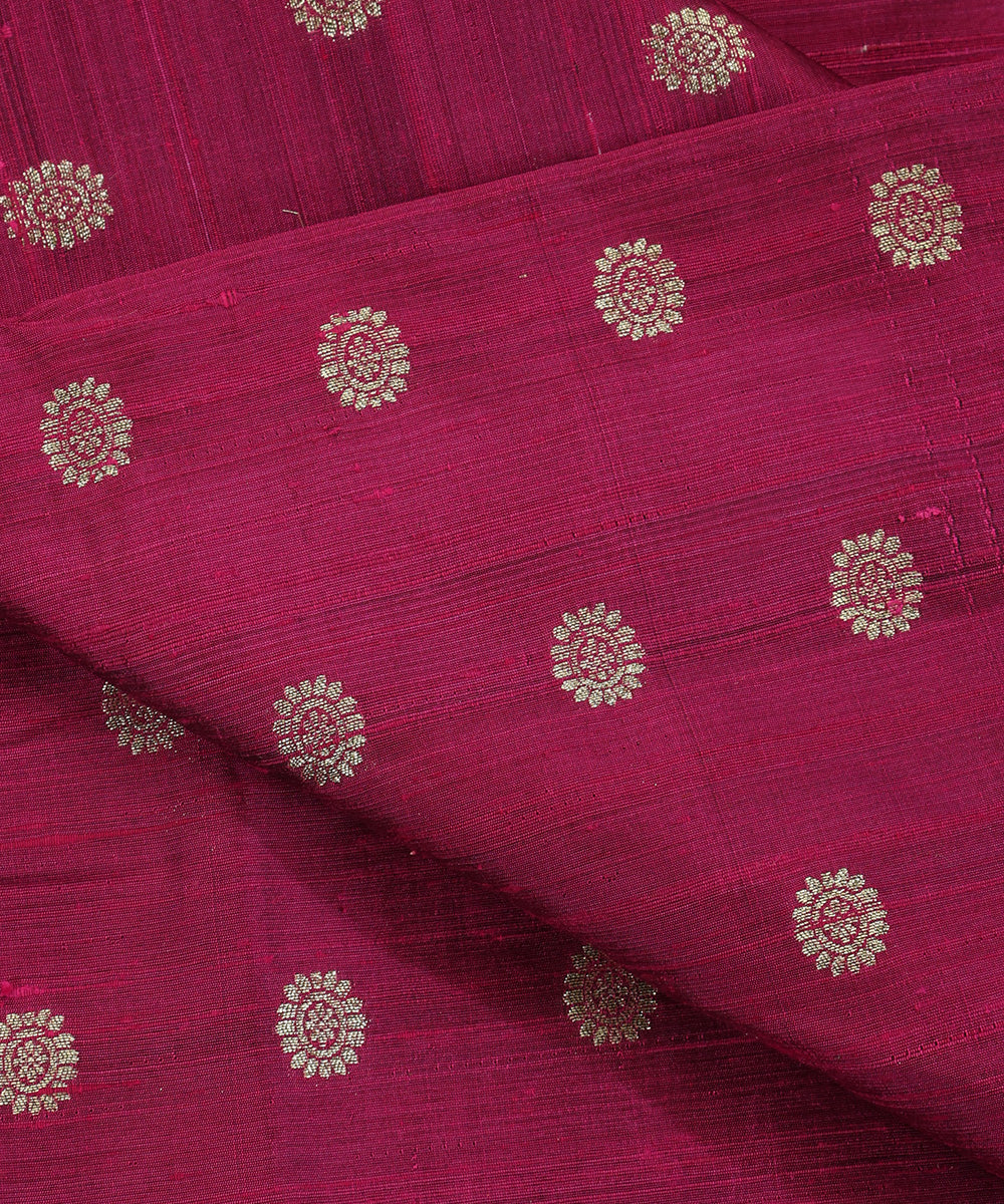 Handloom_Purple_Pure_Tussar_Silk_Banarasi_Fabric_With_Cutwork_Round_Booti_WeaverStory_04
