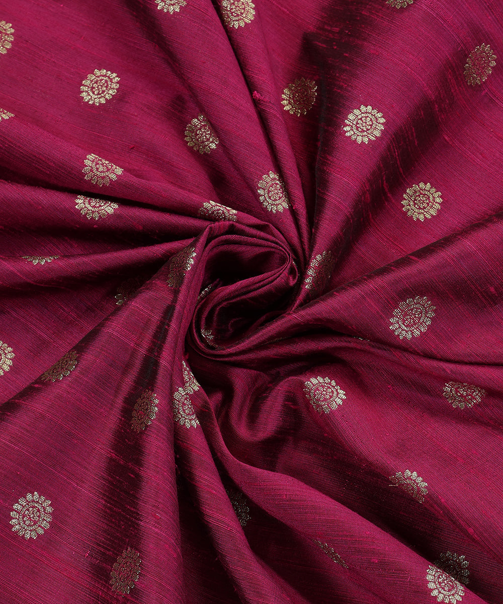 Handloom_Purple_Pure_Tussar_Silk_Banarasi_Fabric_With_Cutwork_Round_Booti_WeaverStory_05