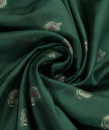 Handloom_Pastel_Dark_Green_Pure_Moonga_Silk_Banarasi_Fabric_With_Cutwork_Meena_Booti_WeaverStory_05