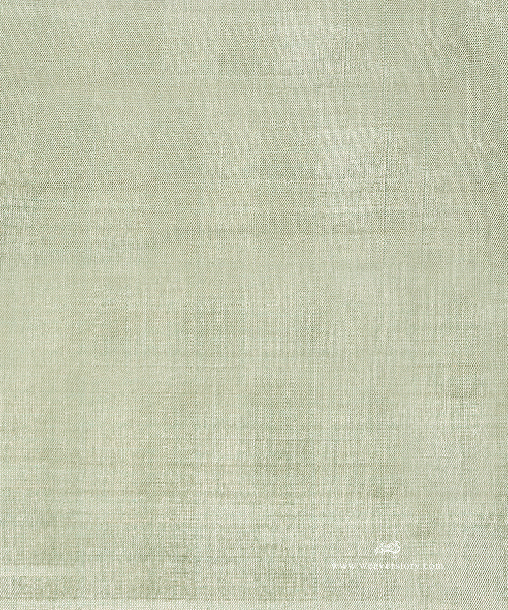 Handloom_Mint_Green_And_Silver_Plain_Pure_Tissue_Chanderi_Fabric_WeaverStory_03