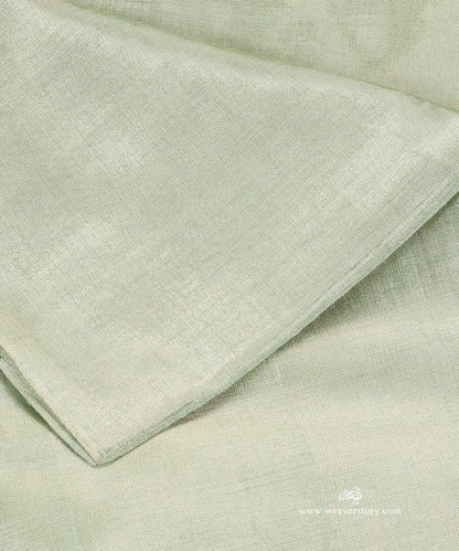 Handloom_Mint_Green_And_Silver_Plain_Pure_Tissue_Chanderi_Fabric_WeaverStory_04