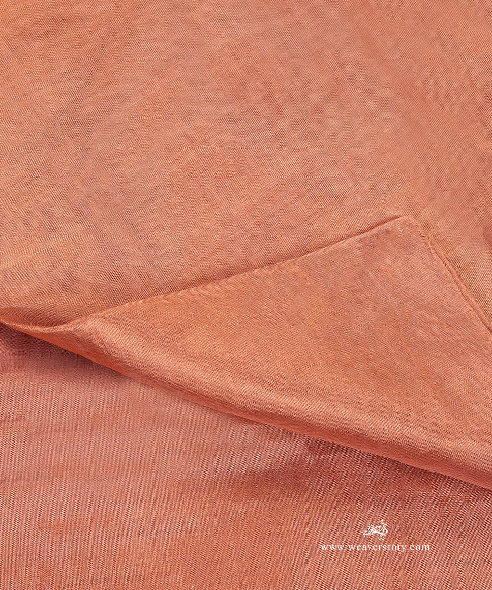 Handloom_Copper_Plain_Pure_Tissue_Chandri_Fabric_WeaverStory_04