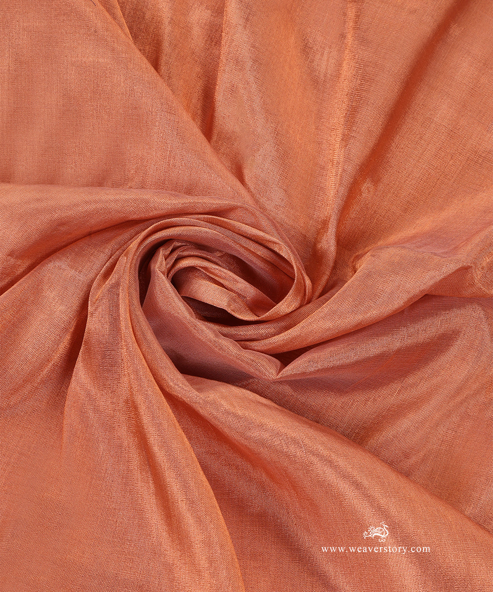 Handloom_Copper_Plain_Pure_Tissue_Chandri_Fabric_WeaverStory_05