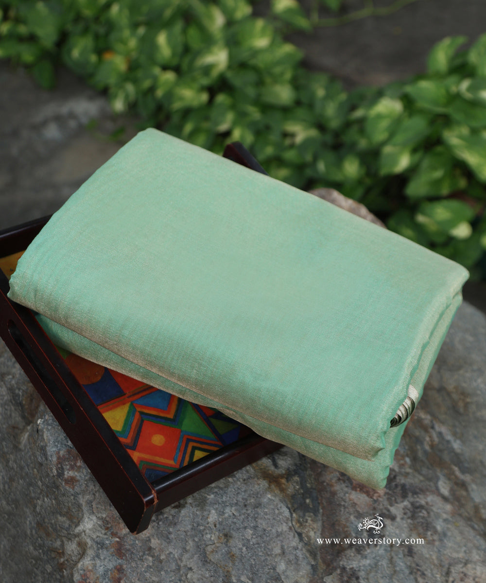 Handloom_Green_Pure_Tissue_Chanderi_Fabric_WeaverStory_01