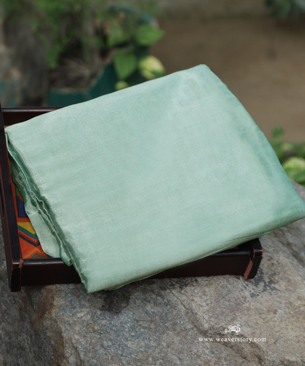 Mint_Green_Handloom_Plain_Pure_Tissue_Chanderi_Fabric_WeaverStory_01