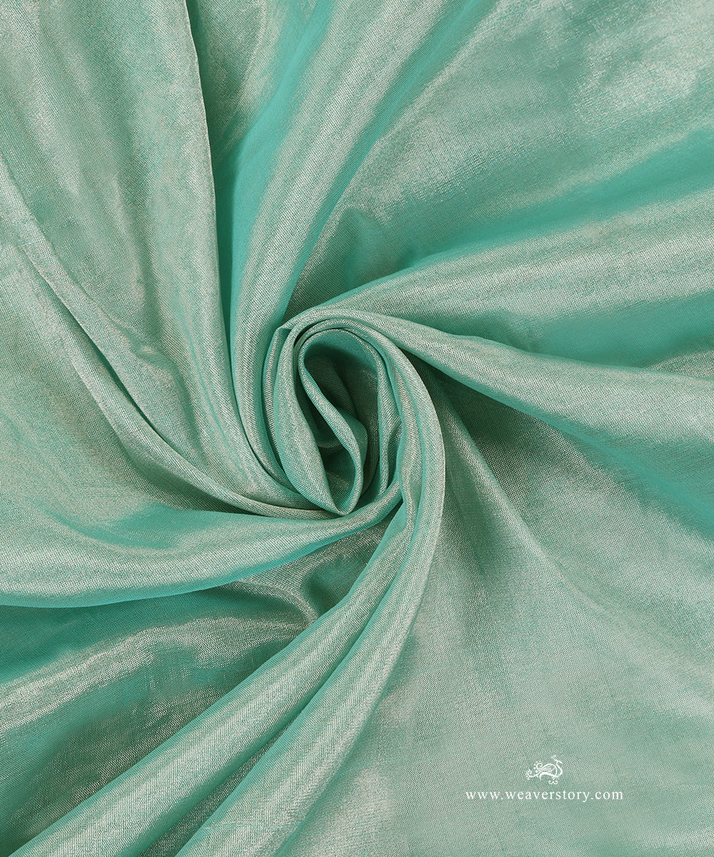 Mint_Green_Handloom_Plain_Pure_Tissue_Chanderi_Fabric_WeaverStory_05