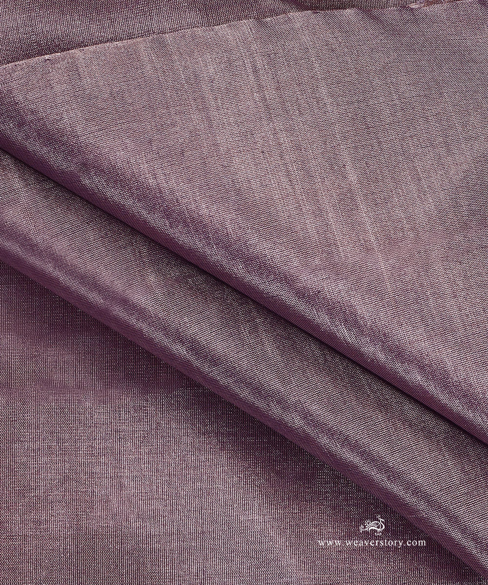 Handloom_Lavender_And_Silver_Plain_Pure_Tissue_Chanderi_Fabric_WeaverStory_04