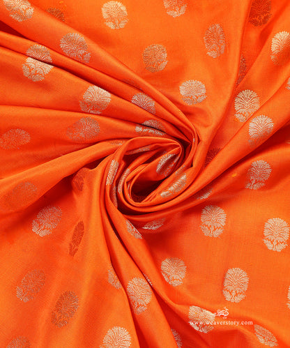 Orange_Handloom_Pure_Satin_Silk_Banarasi_Fabric_With_Cutwork_Booti_WeaverStory_05