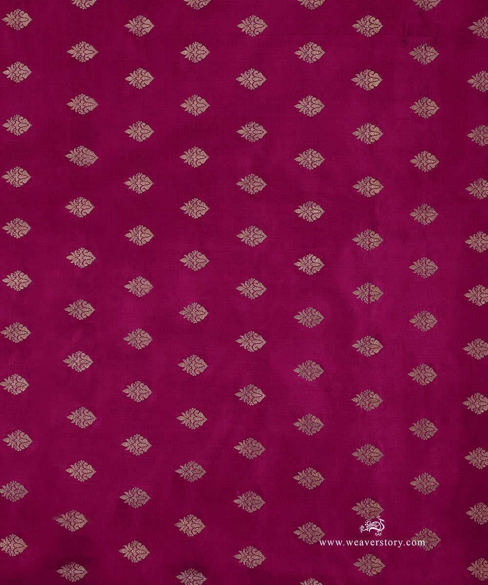 Handloom_Fuschia_Pure_Satin_Silk_Banarasi_Fabric_With_Cutwork_Booti_WeaverStory_02