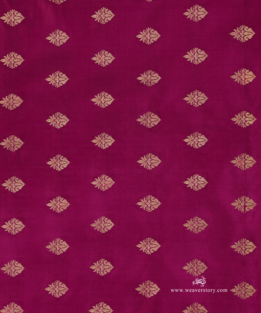 Handloom_Fuschia_Pure_Satin_Silk_Banarasi_Fabric_With_Cutwork_Booti_WeaverStory_03