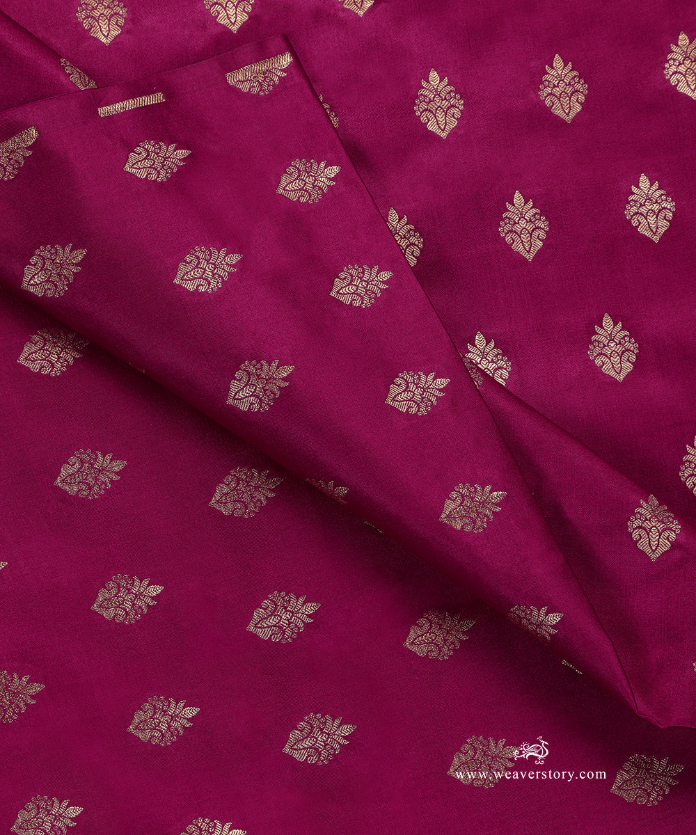 Handloom_Fuschia_Pure_Satin_Silk_Banarasi_Fabric_With_Cutwork_Booti_WeaverStory_04