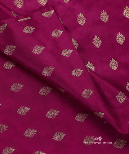 Handloom_Fuschia_Pure_Satin_Silk_Banarasi_Fabric_With_Cutwork_Booti_WeaverStory_04