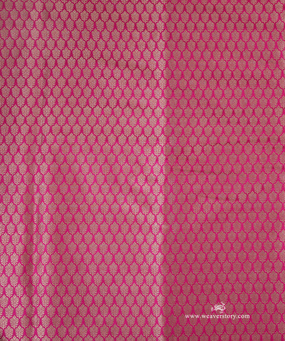 Hot_Pink_Handloom_Katan_Silk_Kimkhab_Banarasi_Fabric_With_Small_Flower_WeaverStory_02