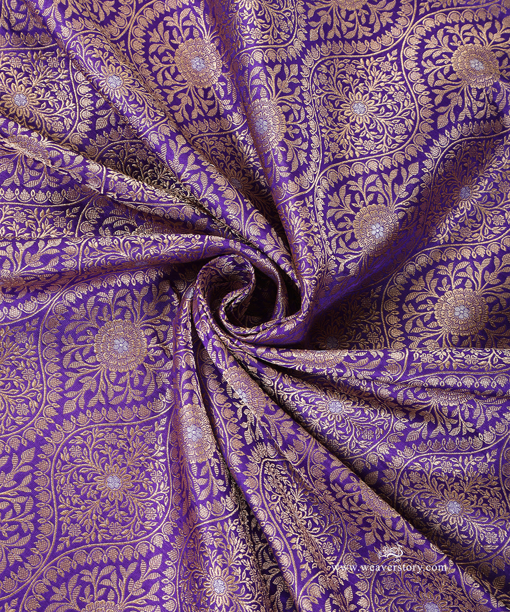 Handloom_Pure_Katan_Silk_Purple_Kimkhab_Banarasi_Fabric_WeaverStory_05