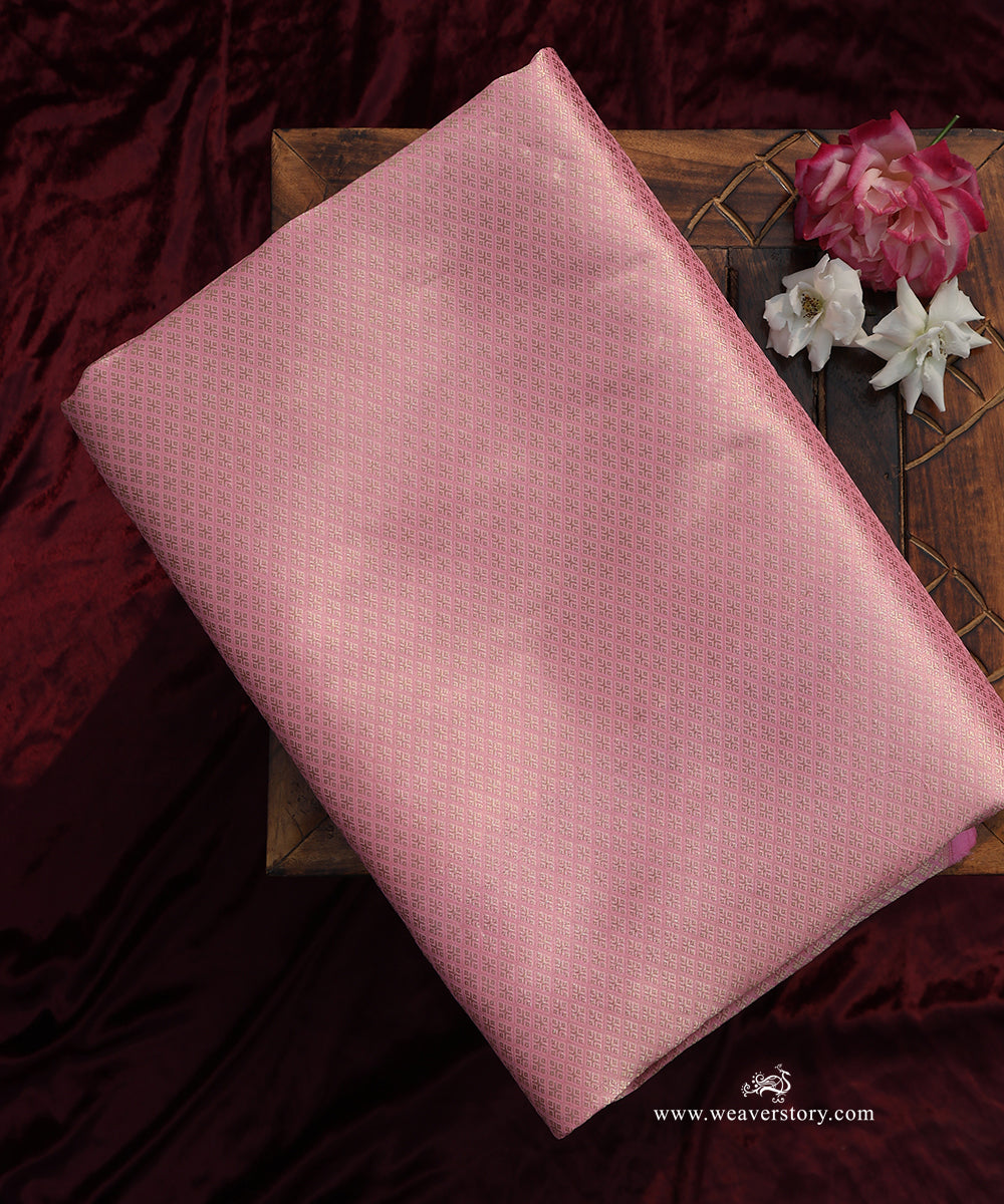 Pink_Handloom_Pure_Katna_Silk_With_Tissue_Kimkhab_Banarasi_Fabric_Barfi_Motif_WeaverStory_01