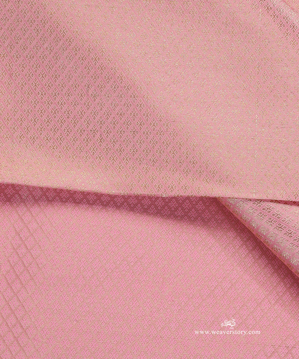 Pink_Handloom_Pure_Katna_Silk_With_Tissue_Kimkhab_Banarasi_Fabric_Barfi_Motif_WeaverStory_04