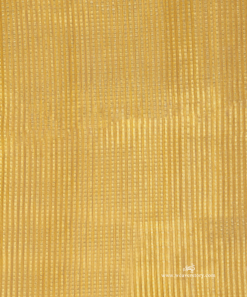 Handloom_Gold_Striped_Pure_Tissue_Chanderi_Fabric_WeaverStory_02