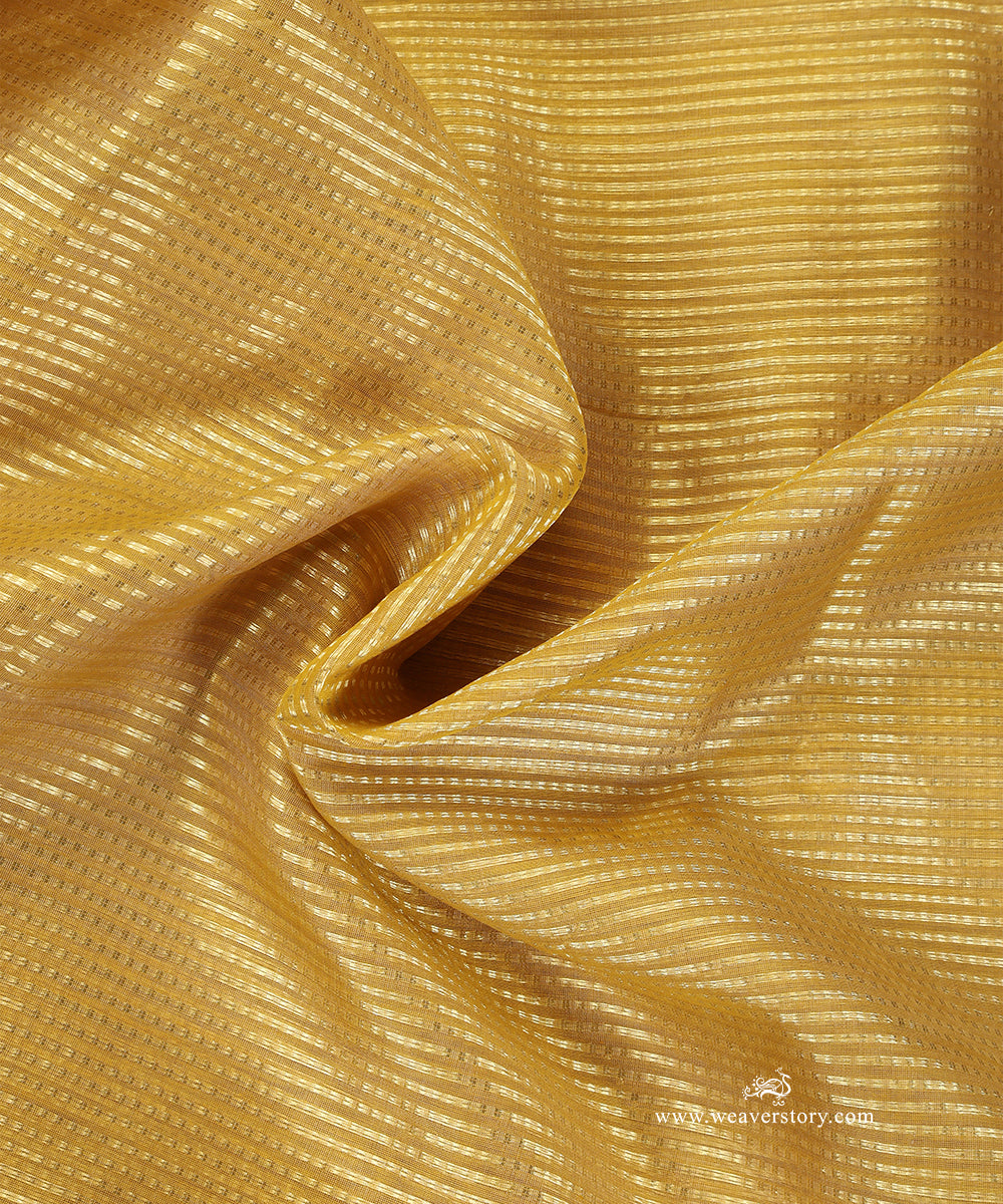 Handloom_Gold_Striped_Pure_Tissue_Chanderi_Fabric_WeaverStory_04