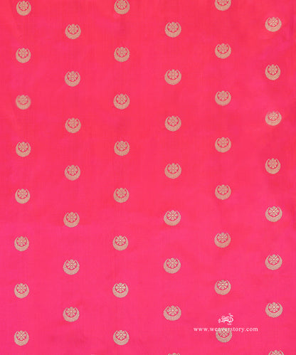 Hot_Pink_Handloom_Pure_Katan_Silk_Banarasi_Fabric_With_Kadhwa_Chand_Boota_WeaverStory_02