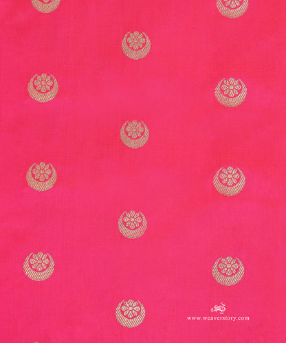 Hot_Pink_Handloom_Pure_Katan_Silk_Banarasi_Fabric_With_Kadhwa_Chand_Boota_WeaverStory_03