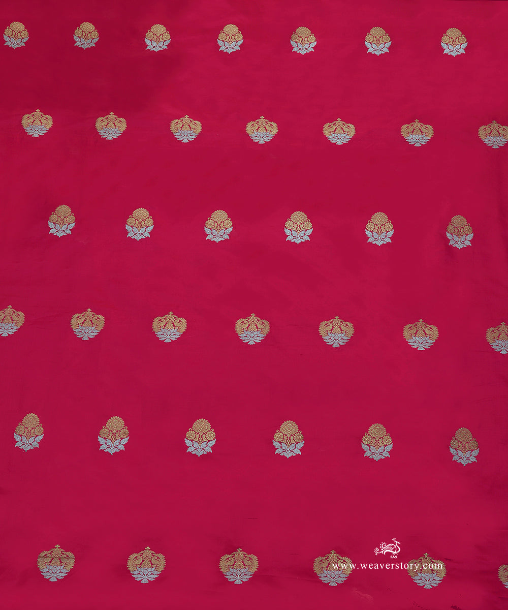 Pink_Handloom_Pure_Katan_Silk_Banarasi_Fabric_With_Kadhwa_Booti_WeaverStory_02