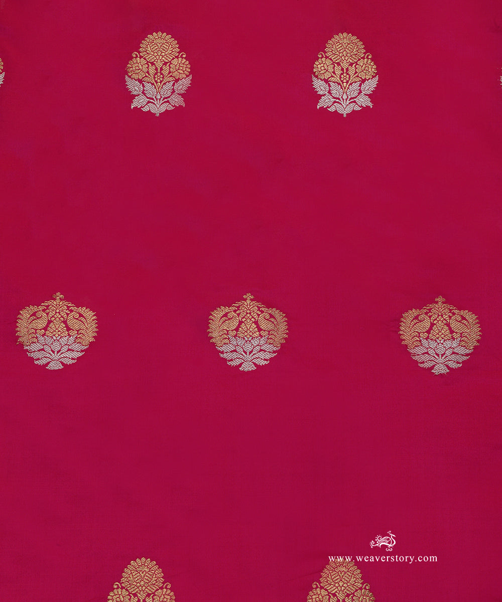 Pink_Handloom_Pure_Katan_Silk_Banarasi_Fabric_With_Kadhwa_Booti_WeaverStory_03