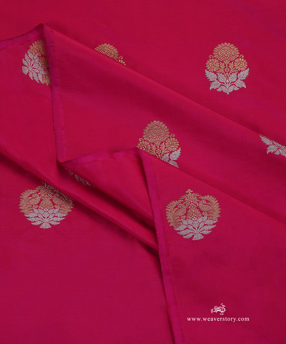 Pink_Handloom_Pure_Katan_Silk_Banarasi_Fabric_With_Kadhwa_Booti_WeaverStory_04