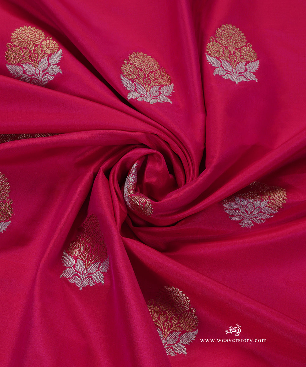 Pink_Handloom_Pure_Katan_Silk_Banarasi_Fabric_With_Kadhwa_Booti_WeaverStory_05