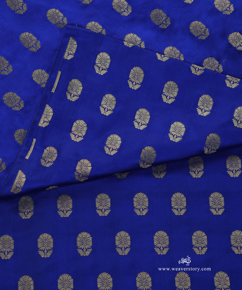 Electric_Blue_Handloom_Pure_Satin_Silk_Banarasi_Fabric_With_Booti_WeaverStory_04