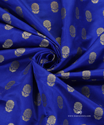 Electric_Blue_Handloom_Pure_Satin_Silk_Banarasi_Fabric_With_Booti_WeaverStory_05