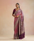 Pink_And_Purple_Handloom_Pure_Georgette_Bandhani_Saree_With_Zari_Checks_And_Extender_Border_WeaverStory_01