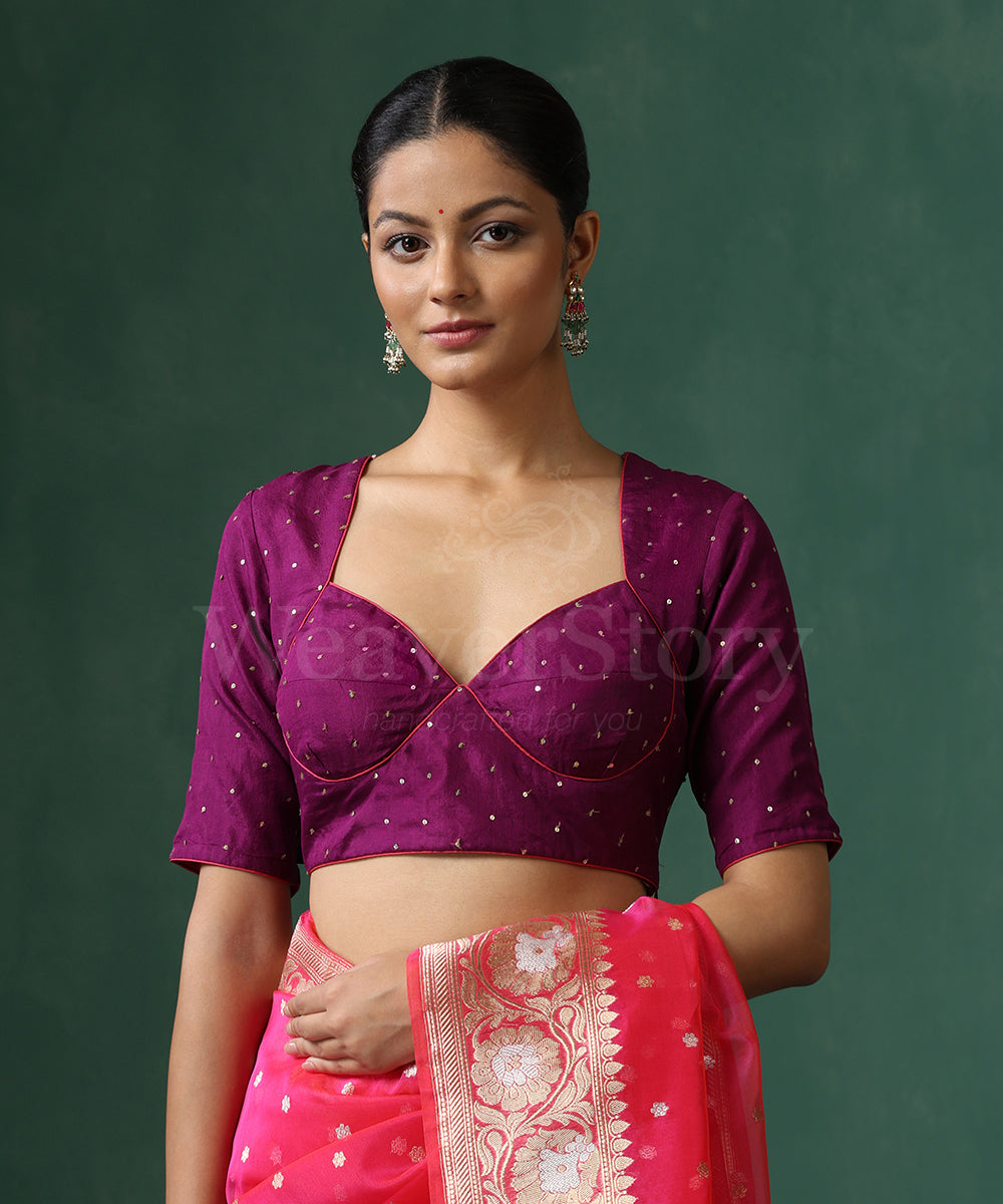 Purple_Pure_Silk_Blouse_With_Sequin_All_Over_WeaverStory_02