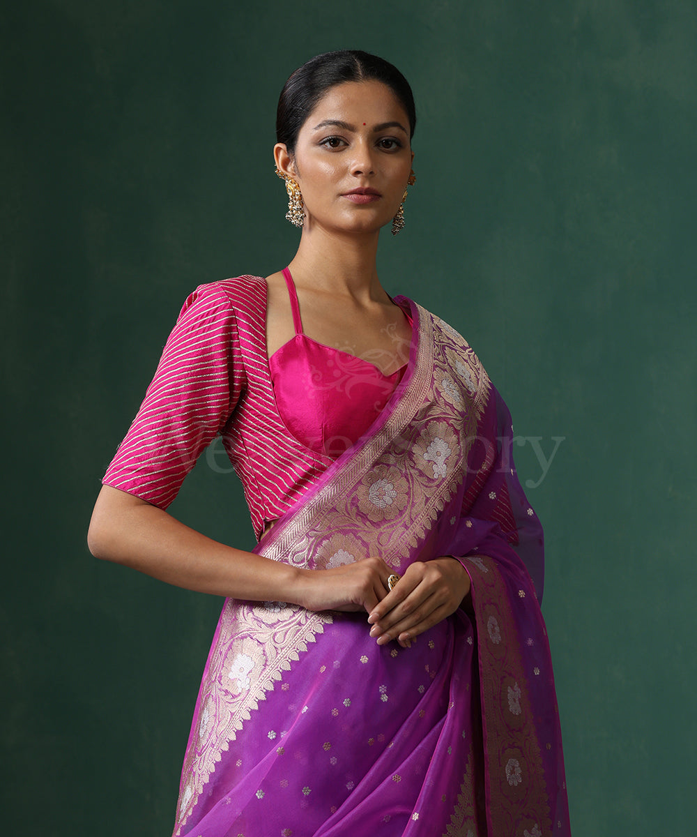 Pink_Pure_Silk_Blouse_With_Gota_Work_WeaverStory_01