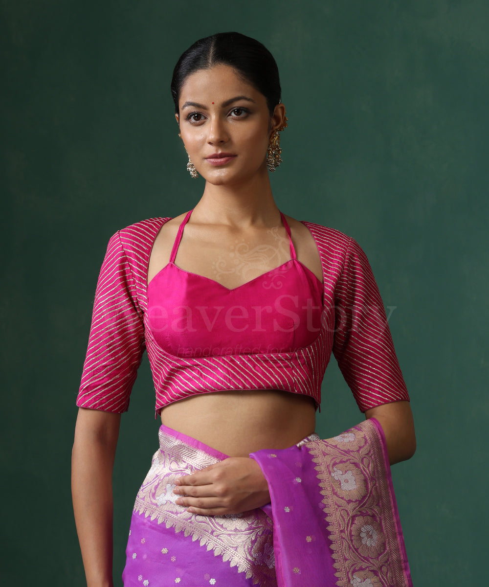 Pink_Pure_Silk_Blouse_With_Gota_Work_WeaverStory_02