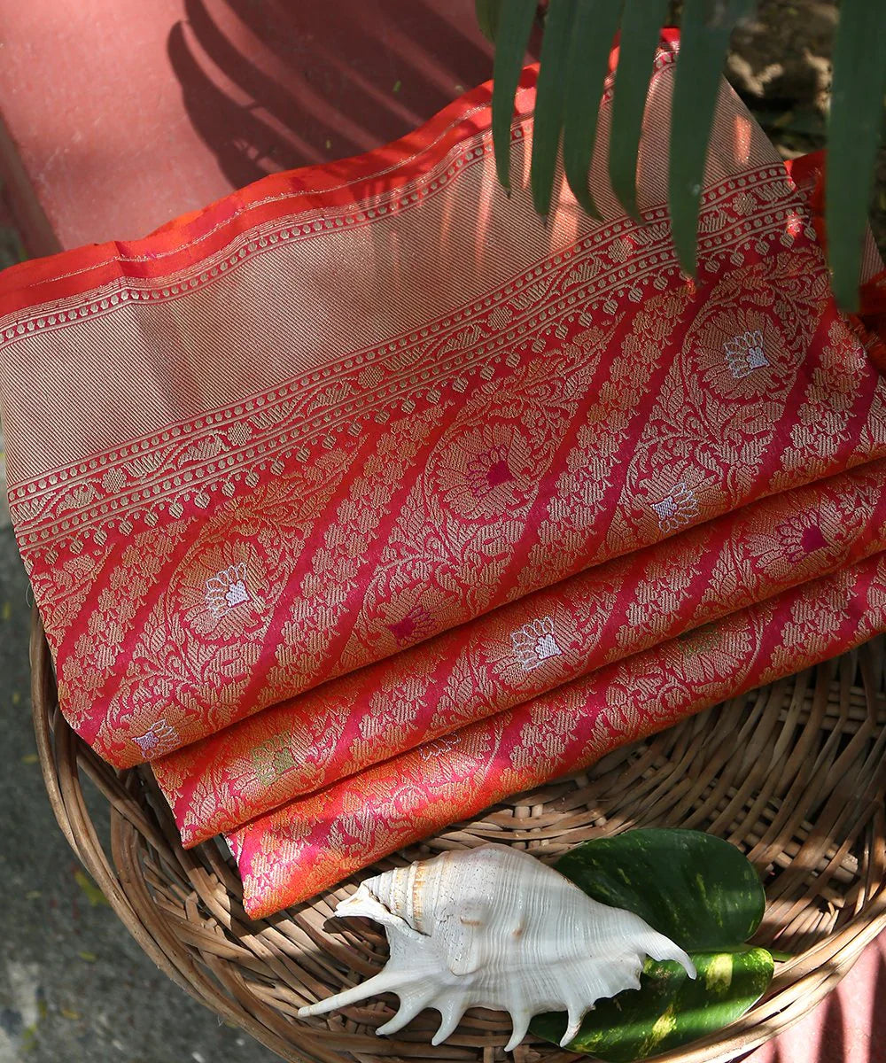 Handloom_Pink_Orange_Diagonal_Kimkhab_Banarasai_Dupatta_WeaverStory_01