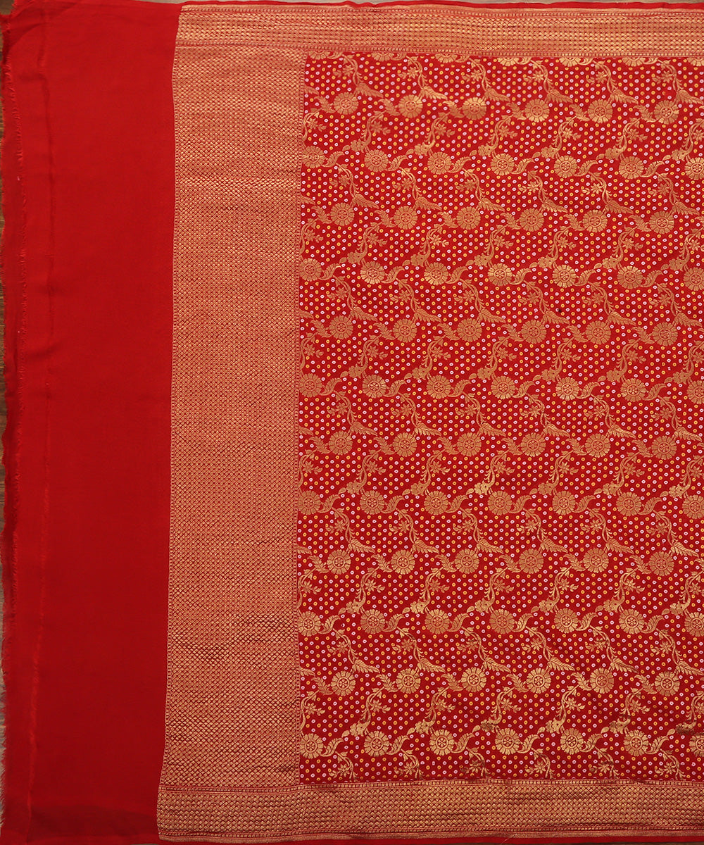 Handloom Pure Georgette Banarasi Dupatta with Bandhani Inspired Weave