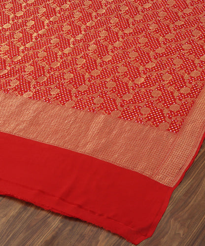 Handloom Pure Georgette Banarasi Dupatta with Bandhani Inspired Weave