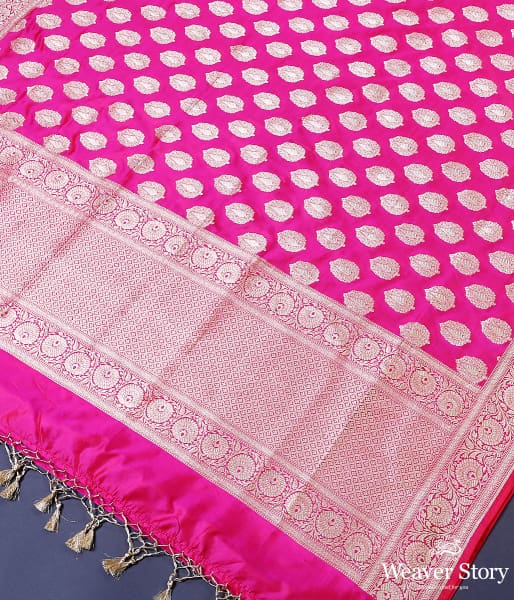 Pink_katan_silk_dupatta_with_leaf_motifs_and_floral_border_WeaverStory_03