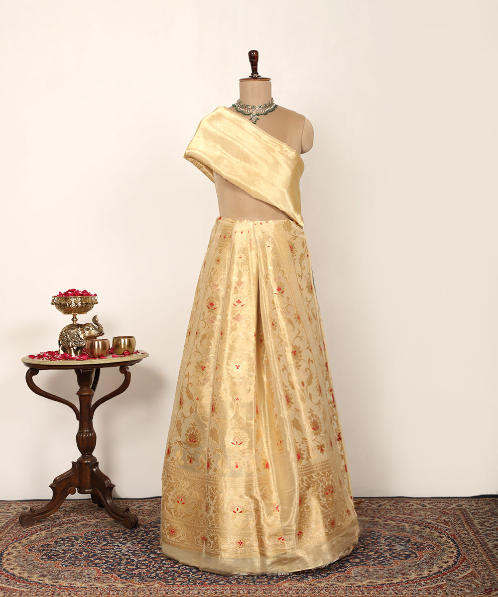 Gold Handloom Pure Tissue Silk Banarasi Lehenga