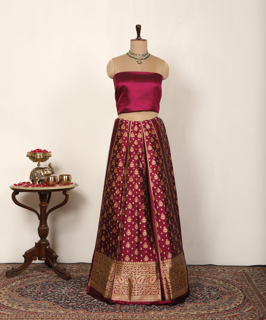 Handloom Purple Pure Katan Silk Banarasi Lehenga With Meenakari Booti