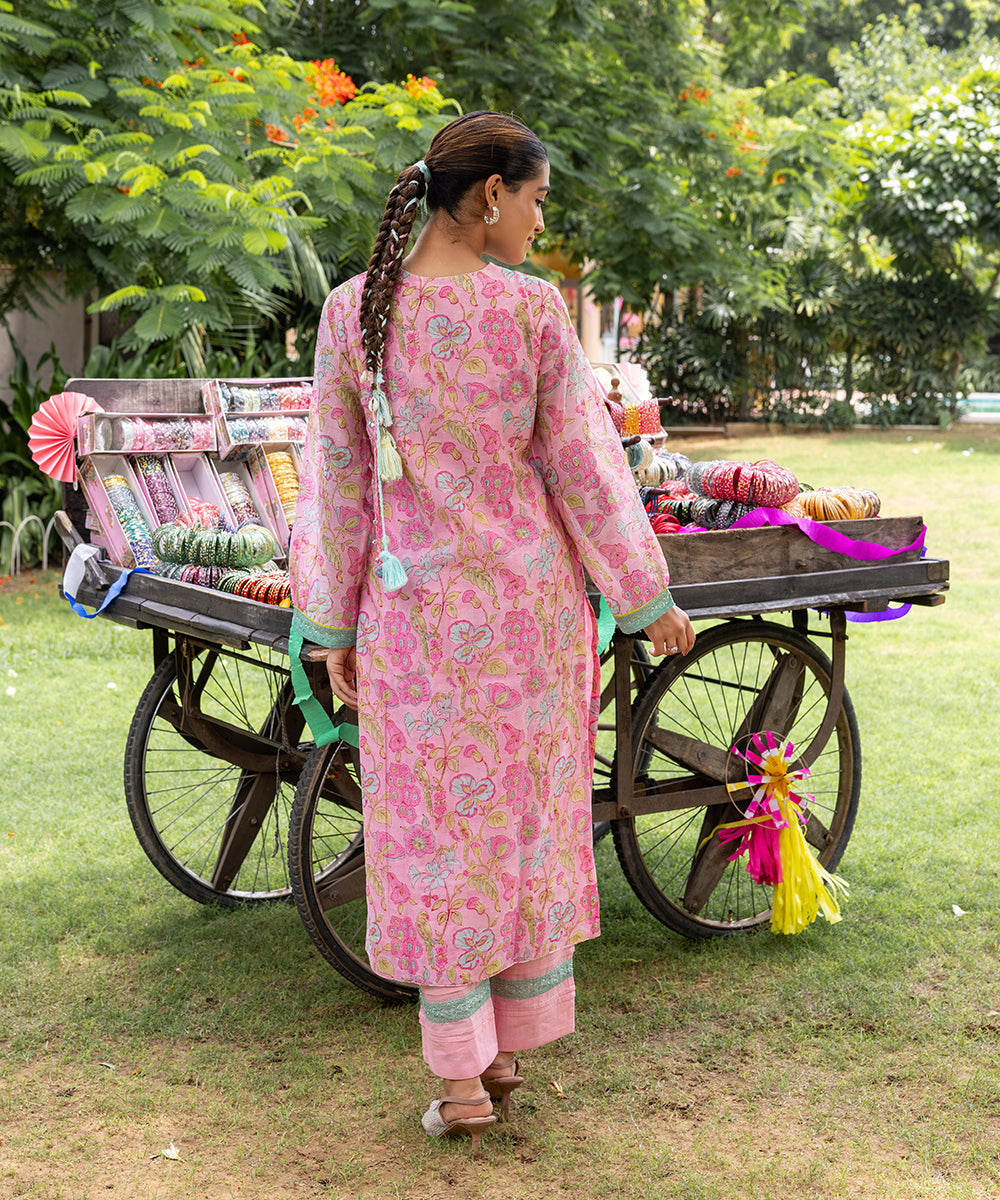 Cotton Candy Light Pink Chanderi Mulmul Kurta set of 2