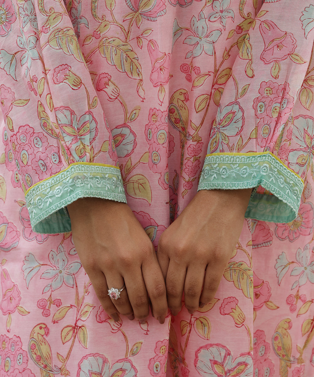 Cotton Candy Light Pink Chanderi Mulmul Kurta set of 2