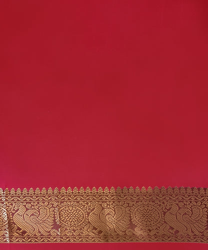 Soft Peach Handloom Pure Silk Kanjivaram Saree With Annapakshi Motifs On Maroon Border