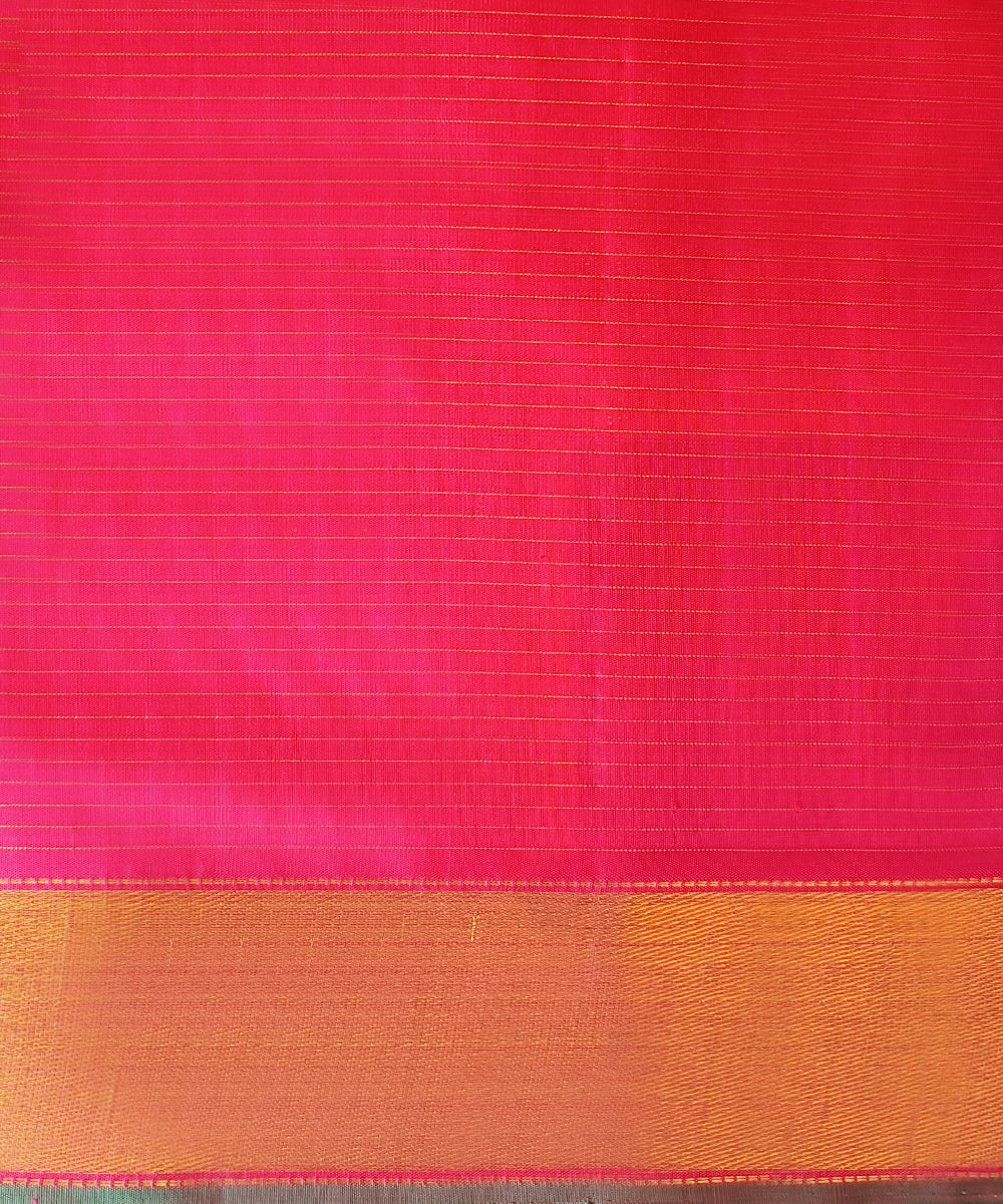Maroon Handloom Pure Silk Kanjivaram Saree With Allover Checks And Gold Zari Border