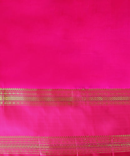 Royal Blue Handloom Pure Silk Kanjivaram Saree With Annapakshi Motifs And Pink Border