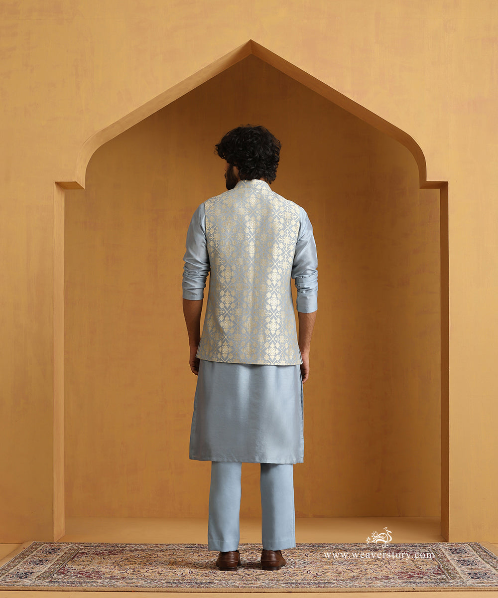 Blue_Hand_Embroidered_Chanderi_Kurta_Set_With_Moonga_Silk_Nehru_Jacket_WeaverStory_04