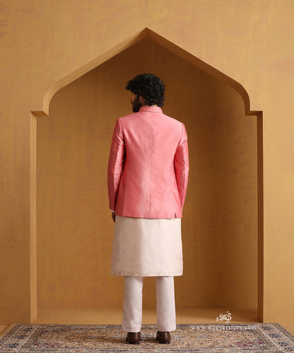 Pink_Chanderi_Kurta_Set_With_Bandhgala_Jacket_With_Embroidered_Collar_WeaverStory_04