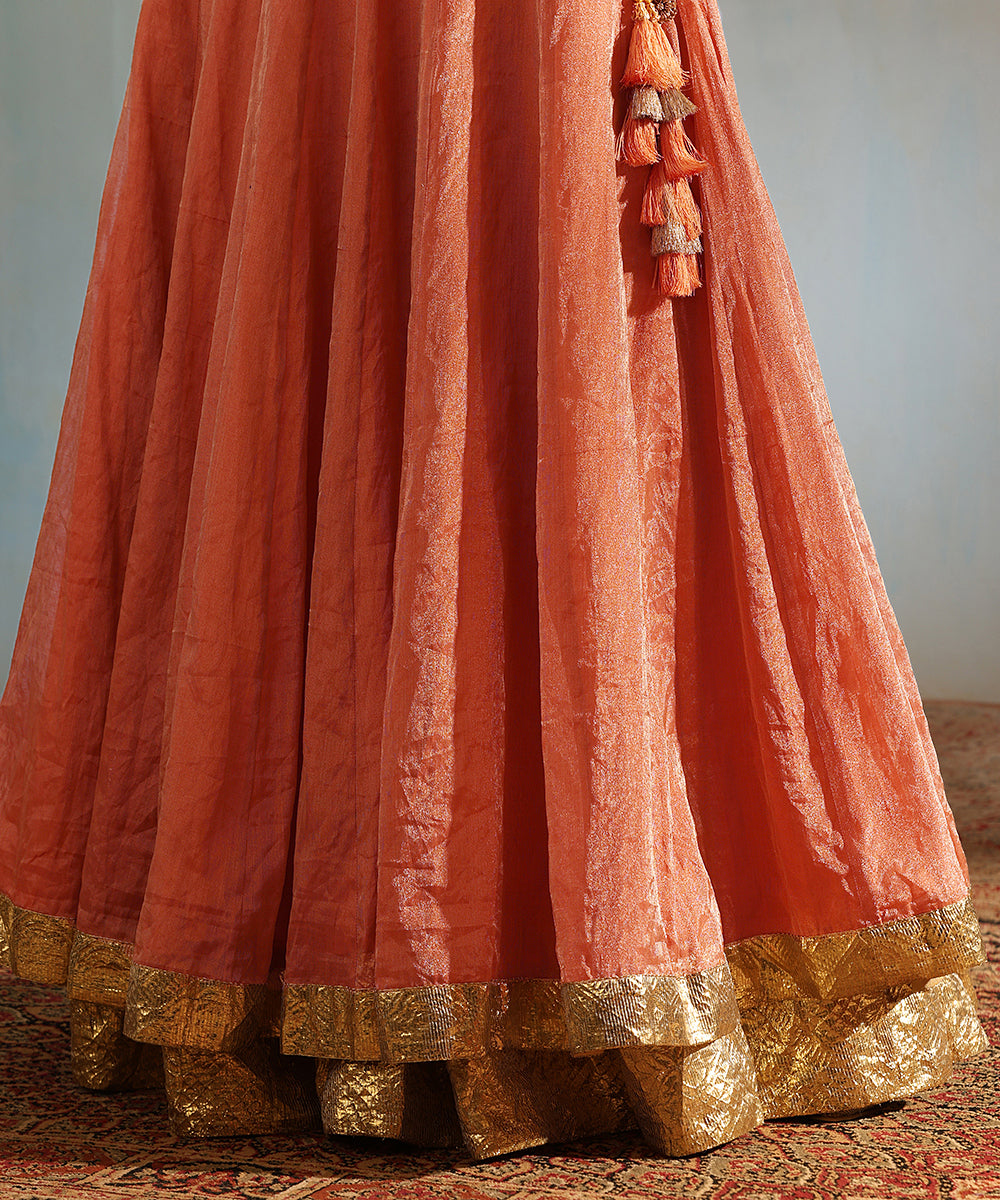 Orange_Handcrafted_Tissue_Silk_Kalidaar_Lehenga_Set_With_Organza_Dupatta_WeaverStory_06