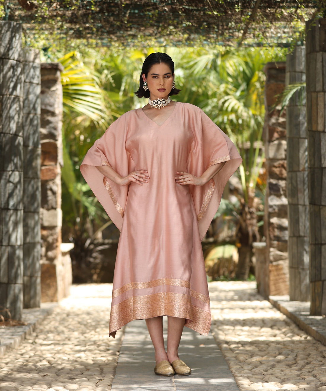 Blush_Pink_Handloom_Pure_Chiniya_Kaftan_With_Sanjaab_Finishing_WeaverStory_01